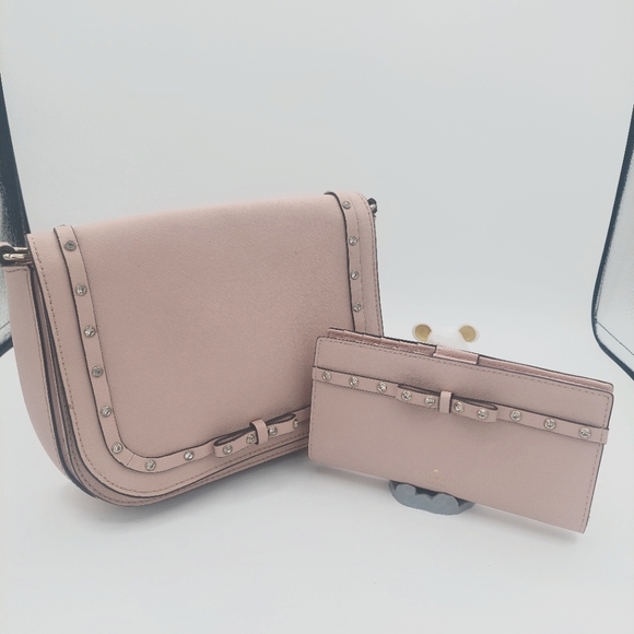 Kate spade Laurel Way Jeweled Carsen warm Vellum crossbody and matching wallet